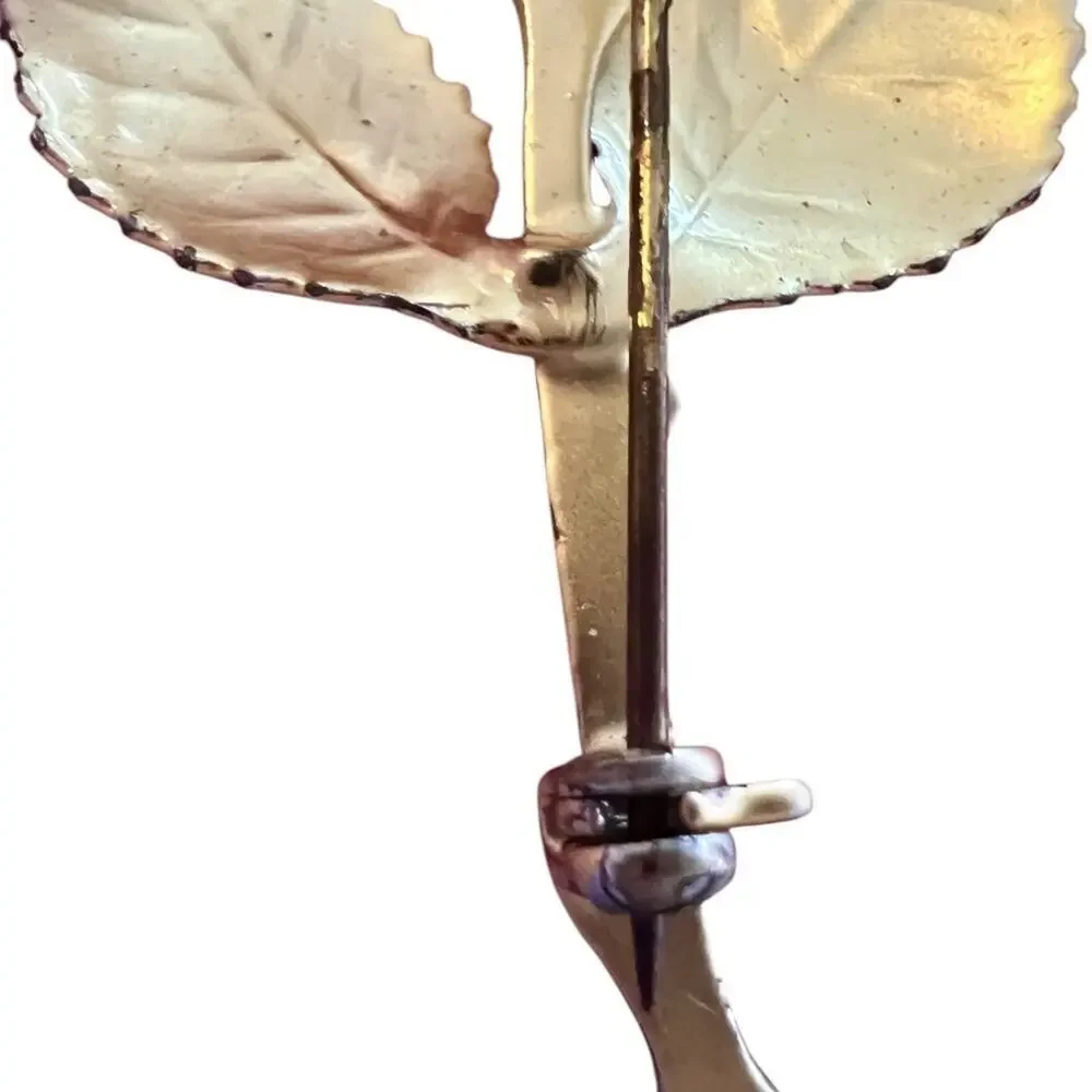 Vintage Gold Tone Rose Brooch